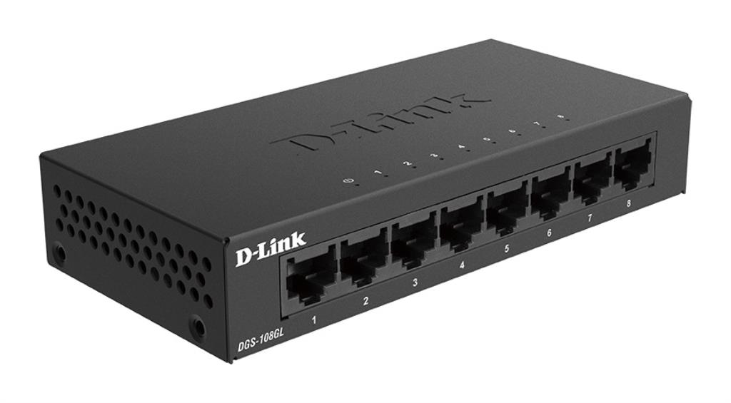 D-Link DGS-108GL switch di rete Non gestito Gigabit Ethernet (10/100/1000) Nero