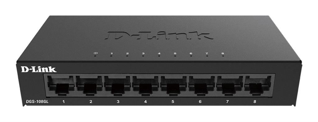 D-Link DGS-108GL switch di rete Non gestito Gigabit Ethernet (10/100/1000) Nero